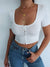 2 Packs Round Neck Button Closure Slim Cropped Top - AhaAha