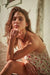100% Mulberry Silk Print Stitching Lace Sexy Long Dress - AhaAha